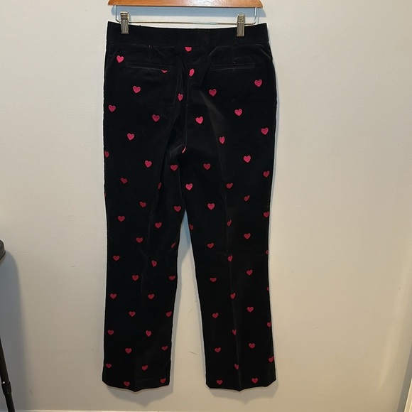 LILLY PULITZER Black Embroidered Hearts Stretch Velveteen Pants Women’s Size 6 - Picture 3 of 14